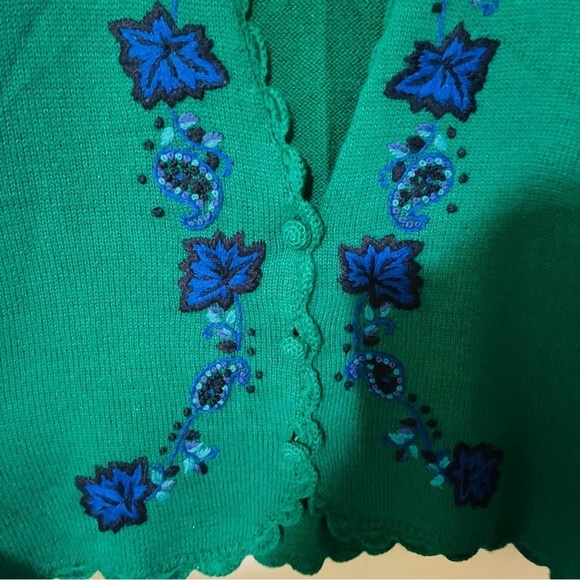Vintage 1980s Koret Sweater Vest Floral Embroidered SZ L Lambswool Angora - Picture 5 of 5